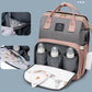 Multifunctional Diaper Backpack with Mosquito Net and Insulated Pockets - Pink and Grey