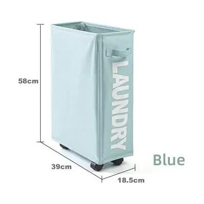 Rolling Laundry Basket with Wheels - 42L Capacity, Blue, 39*18.5*58CM