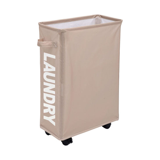 Rolling Laundry Basket with Wheels - 42L Capacity, Coffee, 39*18.5*58CM