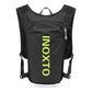 Lightweight Hydration Running Vest with 5L Capacity and Reflective Strips, Black backpack with green text