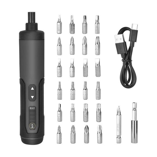 3.6V Li-ion Cordless Electric Screwdriver Set with 24 Bits, LED Light, and Torque Adjustment, 300rmp