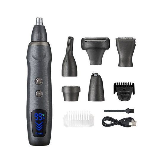 6-in-1 Rechargeable Electric Grooming Kit with Interchangeable Heads and LED Display