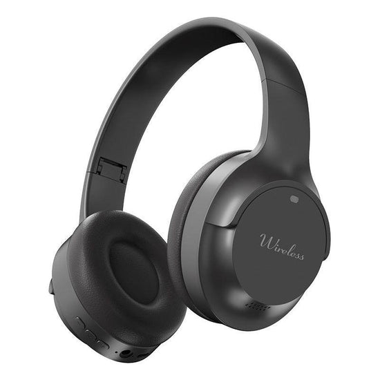 Black Wireless Bluetooth Headphones with Hi-Fi Bass, Foldable Design, and Card Slot