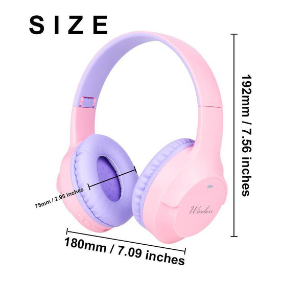 Pink Wireless Bluetooth Headphones with Hi-Fi Bass, Foldable Design, and Card Slot