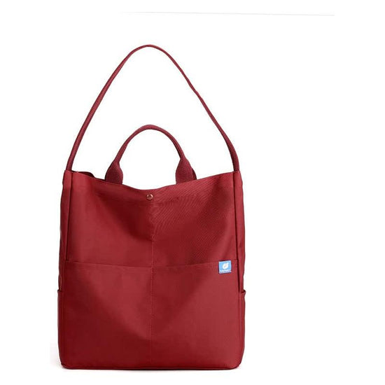 Red Minimalist Nylon Tote Bag with Adjustable Shoulder Strap, Large Capacity