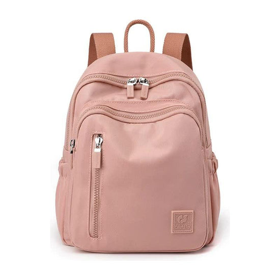 Pink Mini Nylon Multi-Compartment Backpack - Lightweight and Stylish Everyday Bag