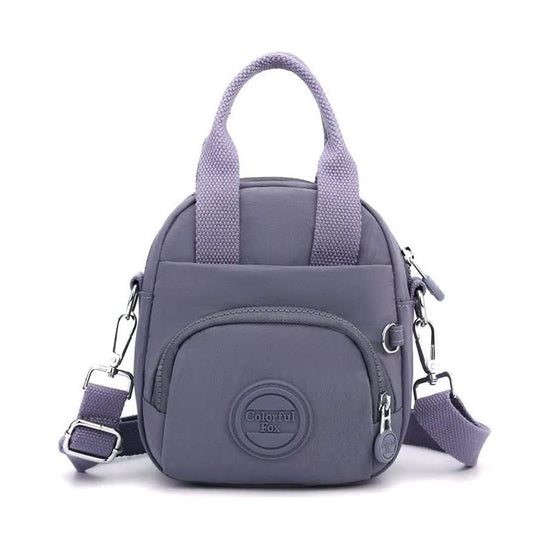 Purple Mini Waterproof Nylon Backpack - Lightweight Casual Crossbody Bag