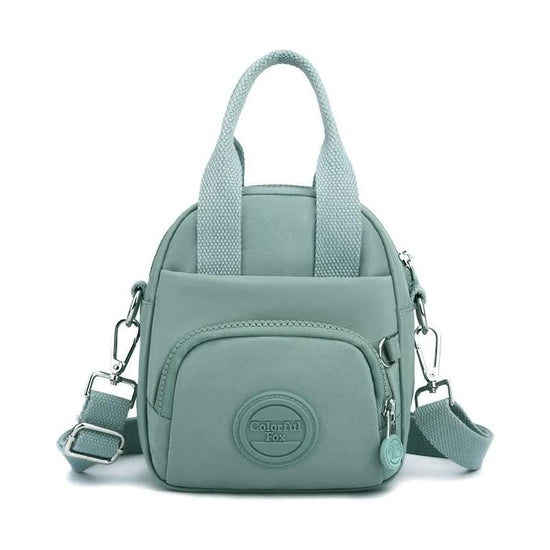 Green Mini Waterproof Nylon Backpack - Lightweight Casual Crossbody Bag