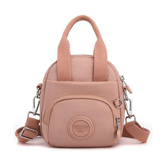 Pink Mini Waterproof Nylon Backpack - Lightweight Casual Crossbody Bag