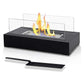 Portable Detachable Tabletop Bioethanol Fireplace - Black Rectangular Design with Glass Shields