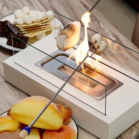 Not removable Portable  Tabletop Bioethanol Fireplace - Black Rectangular Design with Glass Shields