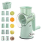 Green Multifunctional Manual Rotary Vegetable Slicer with 10 Blades – Safe and Easy-to-Use