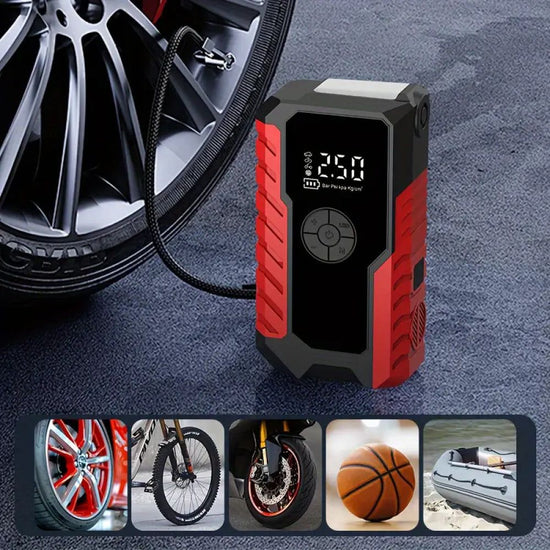 GL901  6-in-1 Portable Jump Starter and Air Inflator with LED Display - Multi-Function Emergency Power Pack