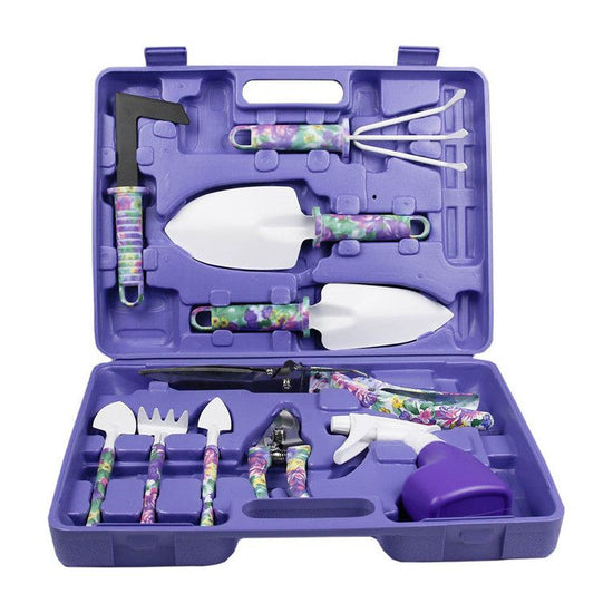 YL/Z10 Purple 10-Piece Floral Gardening Tool Set with Carrying Case - Durable and Stylish