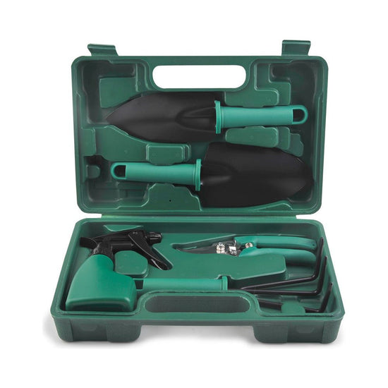 YL/L05 Green 5-Piece Compact Gardening Tool Set with Durable Case - Essential for Home Gardens