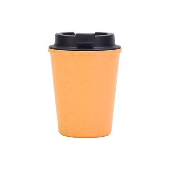 Yellow 350ml Wheat Straw Double-Layer Coffee Cup - Eco-Friendly and Lightweight