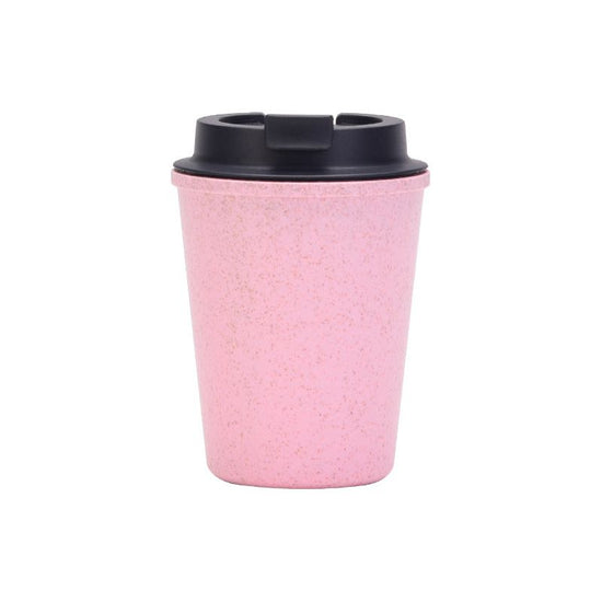 Pink 350ml Wheat Straw Double-Layer Coffee Cup - Eco-Friendly and Lightweight