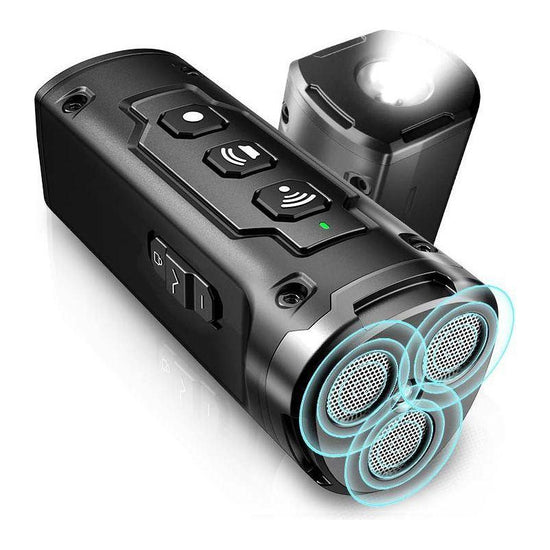 Black Multifunctional Ultrasonic Dog Repeller & Flashlight - Long-Range SOS Emergency Light