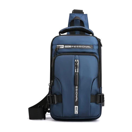 Blue Compact Multi-Function Nylon Chest Bag - Stylish and Practical