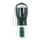 Green 3-in-1 Portable Pet Water Bottle with Food Storage and Waste Bag Dispenser - 300mL Capacity