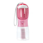 Pink 3-in-1 Portable Pet Water Bottle with Food Storage and Waste Bag Dispenser - 300mL Capacity