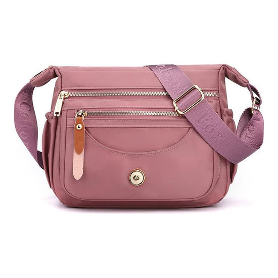 Purple Nylon Crossbody Bag with Multiple Compartments - Compact and Stylish Design