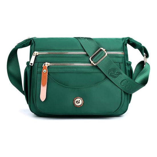Green Nylon Crossbody Bag with Multiple Compartments - Compact and Stylish Design