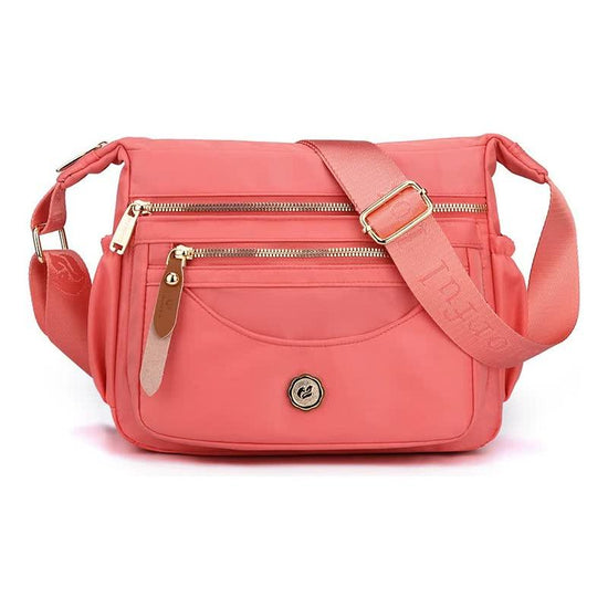 Pink Nylon Crossbody Bag with Multiple Compartments - Compact and Stylish Design