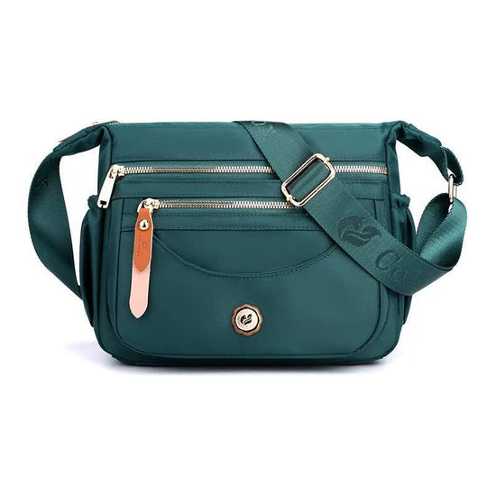 Dark Green Nylon Crossbody Bag with Multiple Compartments - Compact and Stylish Design