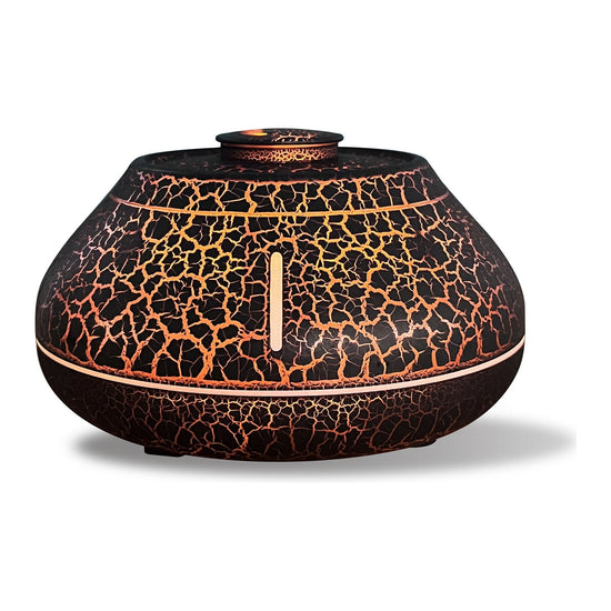 Flame Mountain Aroma Diffuser - 7-Color LED Light, 130ml Capacity, Ultrasonic Mist Maker for Home or Office, Cracked Black