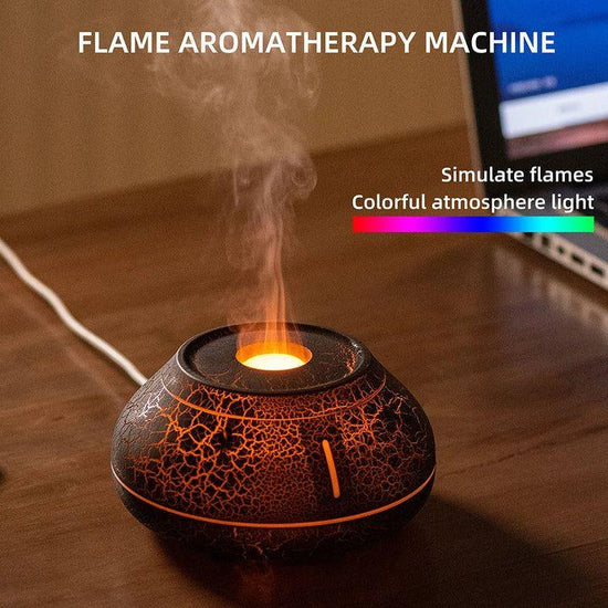 Flame Mountain Aroma Diffuser - 7-Color LED Light, 130ml Capacity, Ultrasonic Mist Maker for Home or Office,  Black