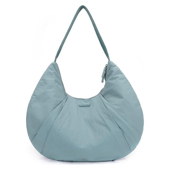 Haze Blue Waterproof Nylon Lightweight Shoulder Bag - Stylish and Spacious for Daily Commute and Outdoor Activities