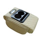 GT-6 Embroidery Beige ,Multifunctional Car Armrest Storage Box Cushion - Universal Fit with Cup Holder and Tissue Dispenser