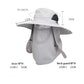 Dark Gray Outdoor UV Protection Sun Hat with Detachable Face and Neck Flap - Wide Brim, Breathable, and Lightweight
