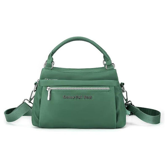Green Waterproof Nylon Crossbody Bag - Lightweight and Adjustable Strap Shoulder Bag for Women