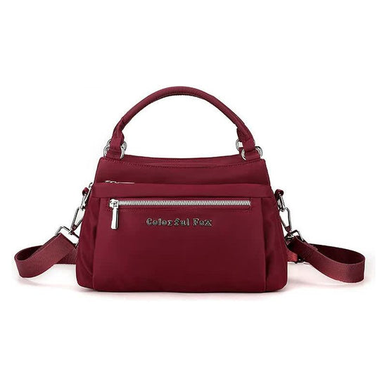 Red Waterproof Nylon Crossbody Bag - Lightweight and Adjustable Strap Shoulder Bag for Women