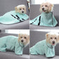 2PCS/S Size Blue Soft and Absorbent Dog Bathrobe Towel - Cozy Pet Drying Wrap for Small to Medium Dogs