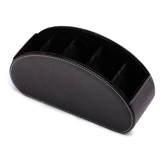Brown Stylish Remote Control Storage Box - PU Leather Organizer with Compartments