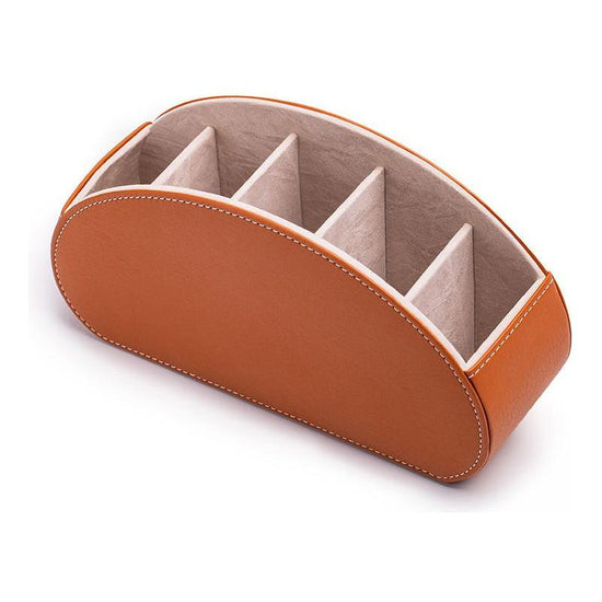 Red Stylish Remote Control Storage Box - PU Leather Organizer with Compartments