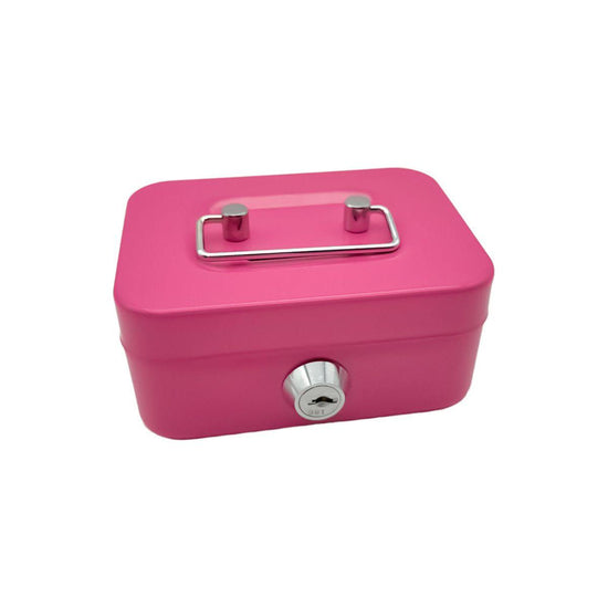 2PCS/Pink Mini Lockable Cash Box with Handle - Secure Money Storage Box