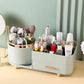 Green Rotating Makeup Organizer Box - Multi-Compartment Cosmetic Storage