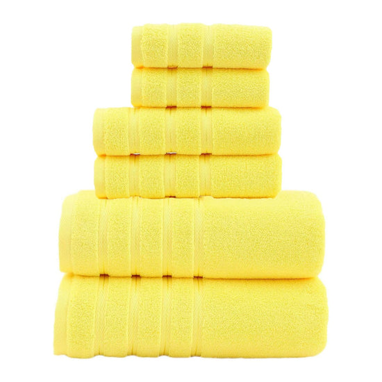 Yellow Luxury Cotton Towel Set - 6-Piece Ultra-Soft Bath, Hand, and Washcloth Set