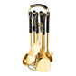 Black Gold Stainless Steel Kitchen Utensil Set - 7-Piece Golden Cooking Tools with Stand