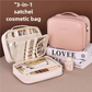 Brown Portable PU Leather Makeup Bag with Detachable Divider - Travel Cosmetic Organizer