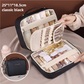 Black Portable PU Leather Makeup Bag with Detachable Divider - Travel Cosmetic Organizer