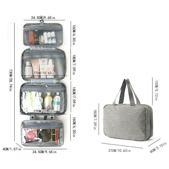 Wine Red Multipurpose Portable Travel Toiletry Bag - Waterproof Cosmetic Organizer with Zipper