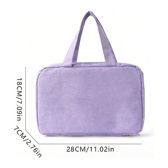 Purple Multipurpose Portable Travel Toiletry Bag - Waterproof Cosmetic Organizer with Zipper