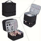 Black Large Capacity PVC Cosmetic Bag - Portable Nail Polish Storage Case with Dividers