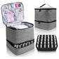 Gray Large Capacity PVC Cosmetic Bag - Portable Nail Polish Storage Case with Dividers