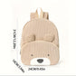 Cute Khaki Bear Backpack - Soft Corduroy Material with Adjustable Straps